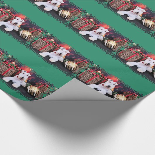 Kerstmis - Wire Fox Terrier - Dexter Cadeaupapier (Hoek)