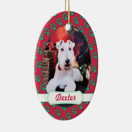 Kerstmis - Wire Fox Terrier - Dexter Keramisch Ornament (Rechts)