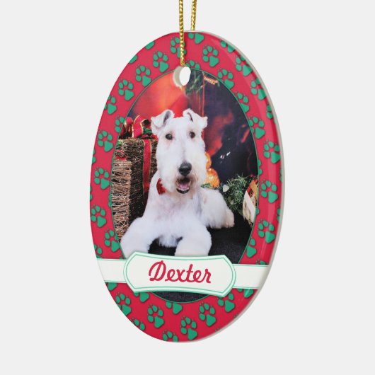 Kerstmis - Wire Fox Terrier - Dexter Keramisch Ornament (Links)