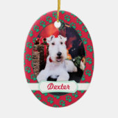 Kerstmis - Wire Fox Terrier - Dexter Keramisch Ornament (Voorkant)