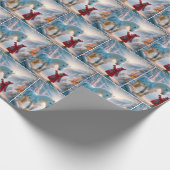 Kerstmis Wit Dappled Paard Cadeaupapier (Hoek)