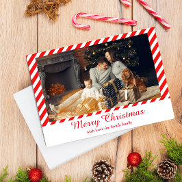 Kerstmis wit en rood gestreept 1 foto feestdagenkaart