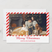 Kerstmis wit en rood gestreept 1 foto feestdagenkaart (Voorkant)