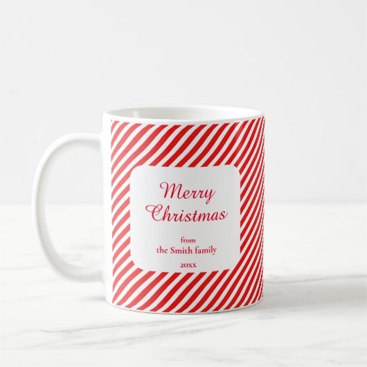 Kerstmis wit en rood gestreept 1 foto koffiemok (Links)