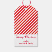 Kerstmis wit en rood gestreept cadeaulabel (Voorkant)