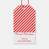 Kerstmis wit en rood gestreept cadeaulabel (Achterkant)