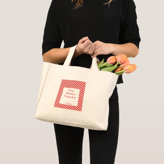 Kerstmis wit en rood gestreept mini tote bag (Voorkant (product))