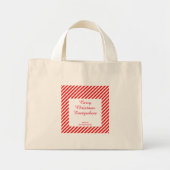 Kerstmis wit en rood gestreept mini tote bag (Voorkant)