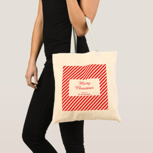 Kerstmis wit en rood gestreept tote bag