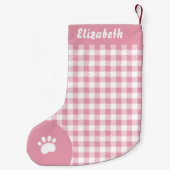 Kerstmis Wit en Roze Buffel Plaid Custom Kleine Kerstsok (Achterkant)