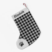 Kerstmis Wit en Zwart Buffel Plaid Custom Kleine Kerstsok (Achterkant (Hangend))