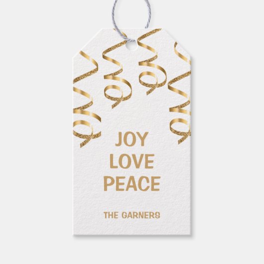 Kerstmis wit goud cadeaulabel (Voorkant)