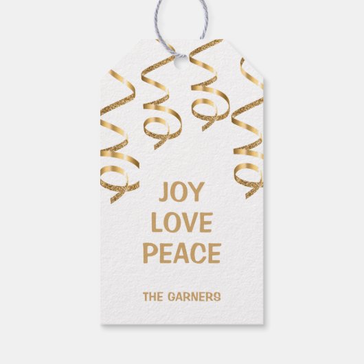 Kerstmis wit goud cadeaulabel (Achterkant)