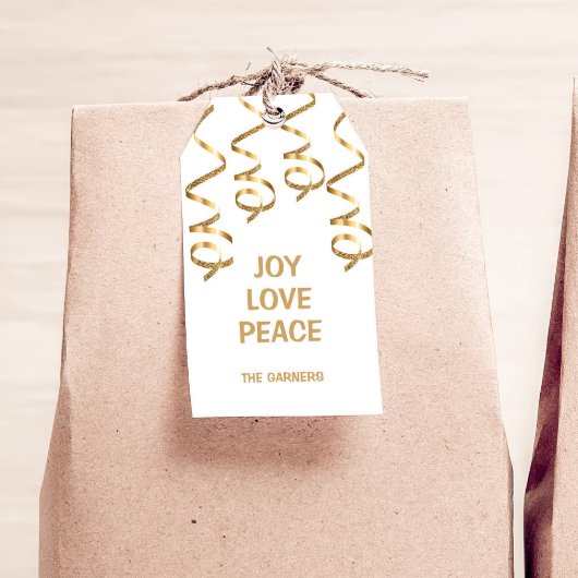 Kerstmis wit goud cadeaulabel