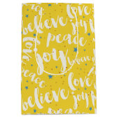 Kerstmis wit tekst ontwerp medium cadeauzakje (Voorkant)