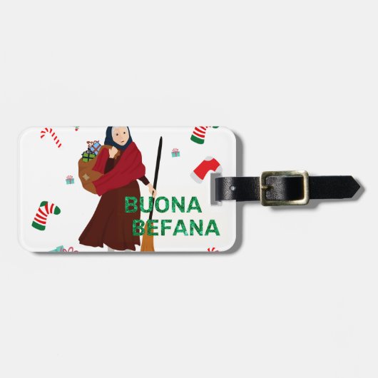 Kerstmis Witch buona Befana Bagagelabel (Voorkant horizontaal)