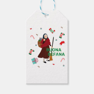Kerstmis Witch buona Befana Cadeaulabel