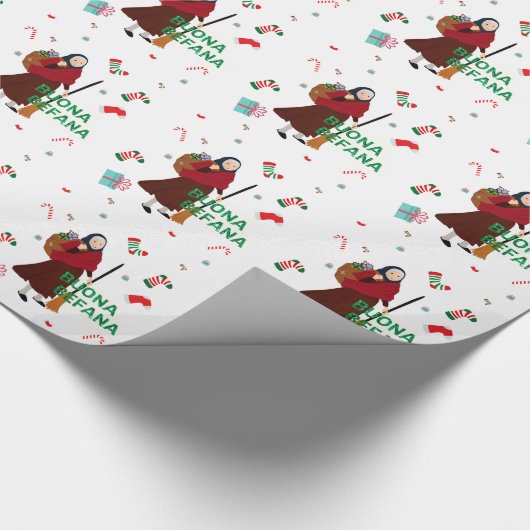 Kerstmis Witch buona Befana Cadeaupapier (Hoek)