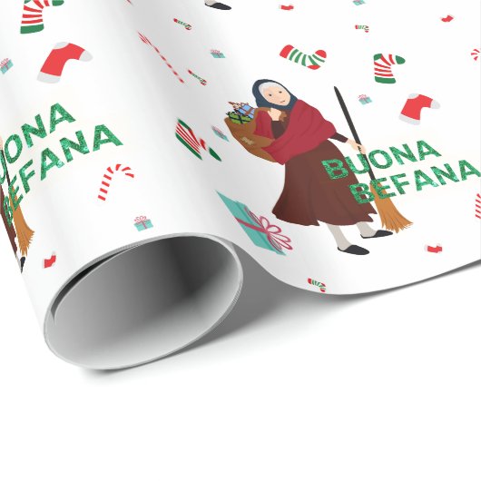 Kerstmis Witch buona Befana Cadeaupapier (Rol Hoek)