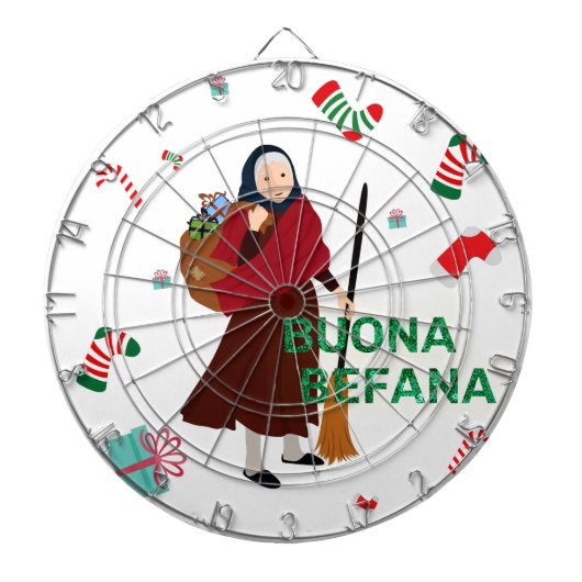 Kerstmis Witch buona Befana Dartbord (Voorkant)