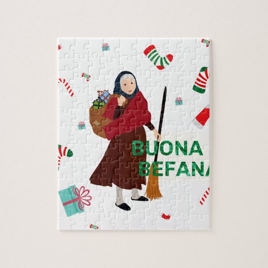 Kerstmis Witch buona Befana Legpuzzel (Verticaal)