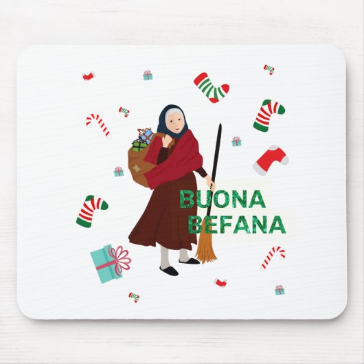 Kerstmis Witch buona Befana Muismat (Voorkant)