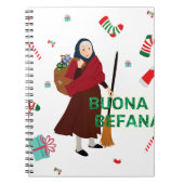 Kerstmis Witch buona Befana Notitieboek (Voorkant)