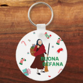 Kerstmis Witch buona Befana Sleutelhanger (Voorkant)