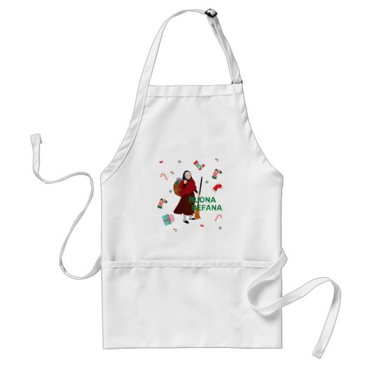 Kerstmis Witch buona Befana Standaard Schort (Voorkant)