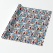Kerstmis Witte Appelschimmel Paard Cadeaupapier (Uitgerold)