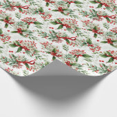 Kerstmis witte bloemen en rode bessen cadeaupapier (Hoek)