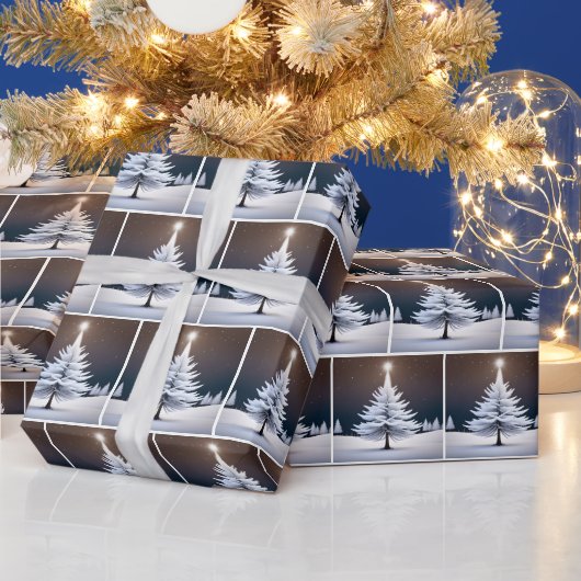 Kerstmis witte dennenboom en ster cadeaupapier (Feestdagen)