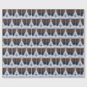 Kerstmis witte dennenboom en ster cadeaupapier (Vlak)