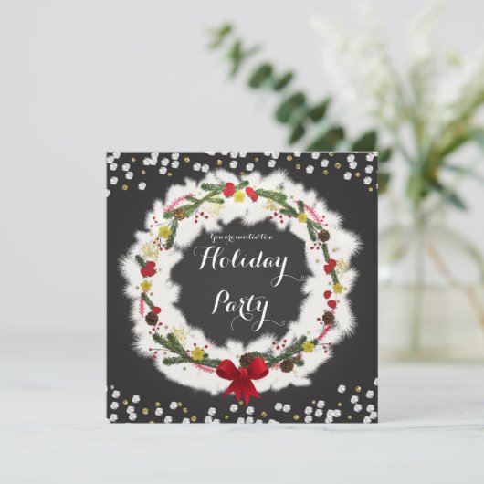 Kerstmis Witte Dennensieraden Uitnodigingen met ee (Staand voorkant)