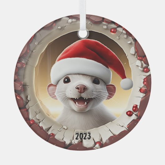 Kerstmis witte fret glas ornament (Voorkant)