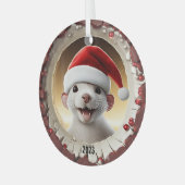 Kerstmis witte fret glas ornament (Voorkant links)