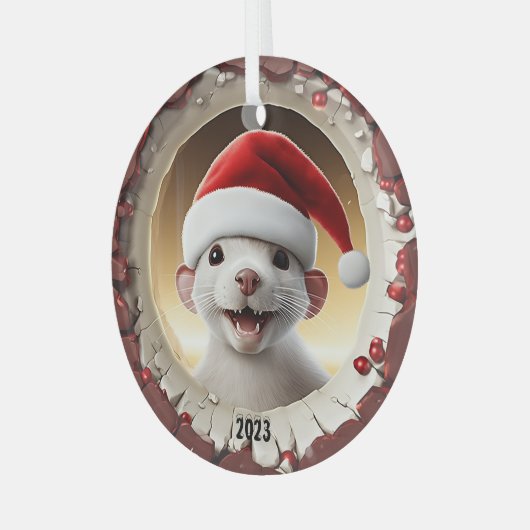 Kerstmis witte fret glas ornament (Voorkant links)