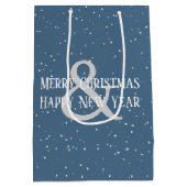 Kerstmis witte kat in sneeuwvlokken medium cadeauzakje (Achterkant)