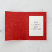 Kerstmis Witte Kat met Rode Sjaal Kaart (Binnen)