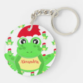 Kerstmis Witte Kikker Santa Hoed Patroon Novelty Sleutelhanger (Achterkant)