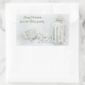 Kerstmis witte lantaarn met ornamenten in sneeuw rechthoekige sticker (Tas)