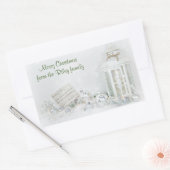 Kerstmis witte lantaarn met ornamenten in sneeuw rechthoekige sticker (Envelop)