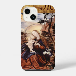 KERSTMIS,WITTE LELIES,MAGIE VAN KERSTMIS Monogram iPhone 14 Hoesje