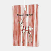 Kerstmis Witte Pepermunt Herten Metalen Ornament (Voorkant links)