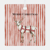 Kerstmis Witte Pepermunt Herten Metalen Ornament (Voorkant)
