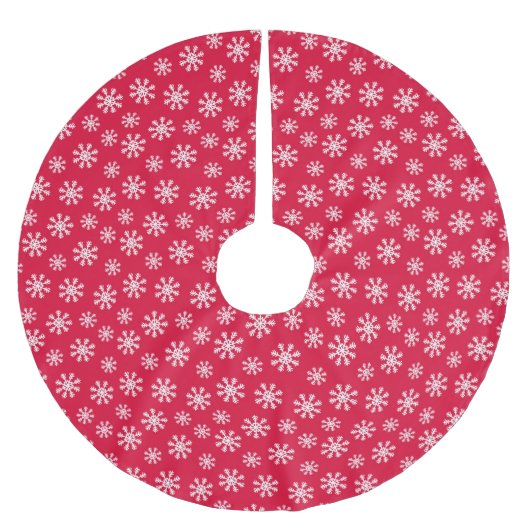 Kerstmis Witte Sneeuw op Cherry Rood Kerstboom Rok (Voorkant)