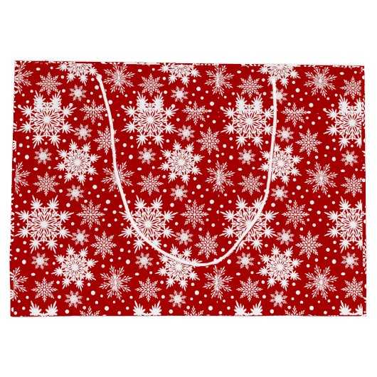 Kerstmis witte sneeuwvlokken naadloos patroon groot cadeauzakje (Achterkant)