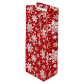 Kerstmis witte sneeuwvlokken naadloos patroon wijn cadeautas (Voorkant Gekanteld)