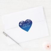 Kerstmis witte sneeuwvlokken op blauw hart gevormd hart sticker (Envelop)