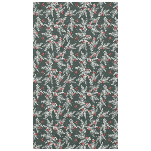 Kerstmis witte spar takken tafelkleed (Voorkant)